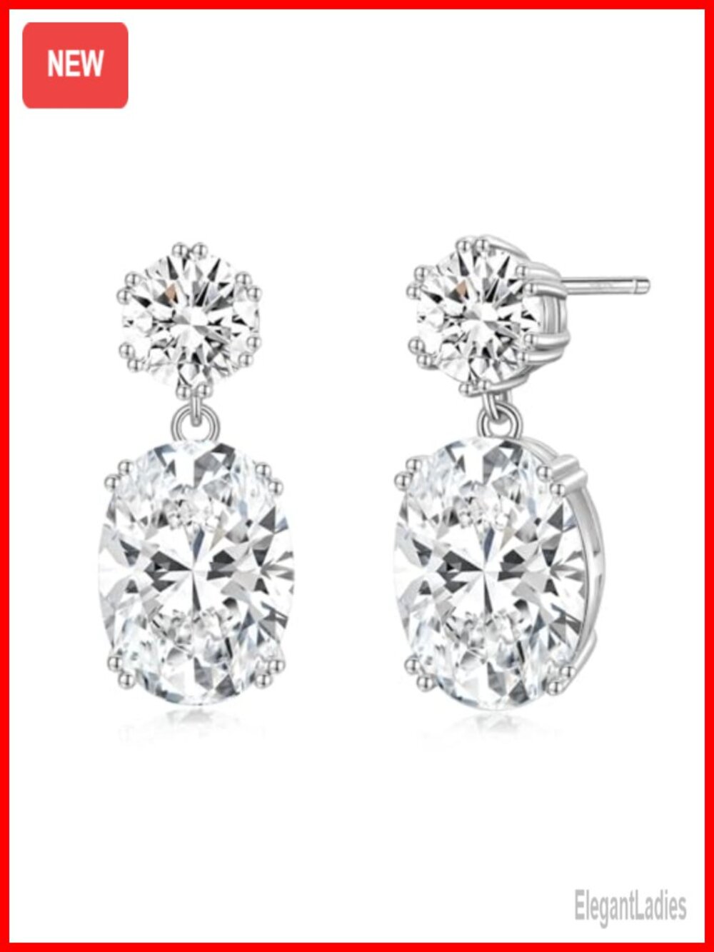 Cubic Zirconia Dangle Bridal Earrings 925 Sterling Silver Post Wedding Prom